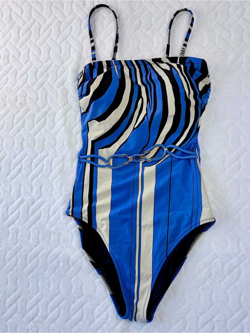 Gottex New Vision Masaai Belted Swimsuit Size 6 Abstract Print 90s Vibe